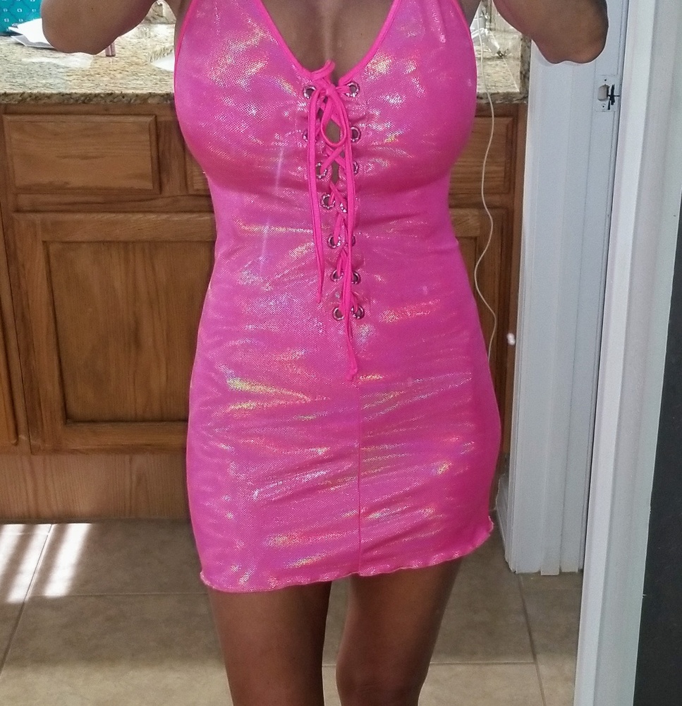 Holographic Pink Mini Dress*PRICE DROP*